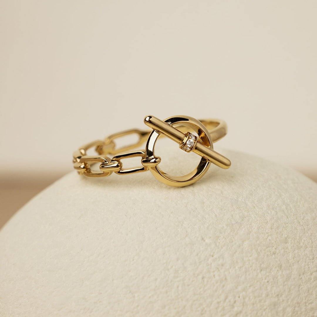 18K Gold Diamond Tension Poise Clasp Ring - HELAS Jewelry