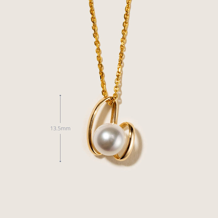 Freshwater Pearls 14K Gold Ribbon H Pendant Necklace - HELAS Jewelry