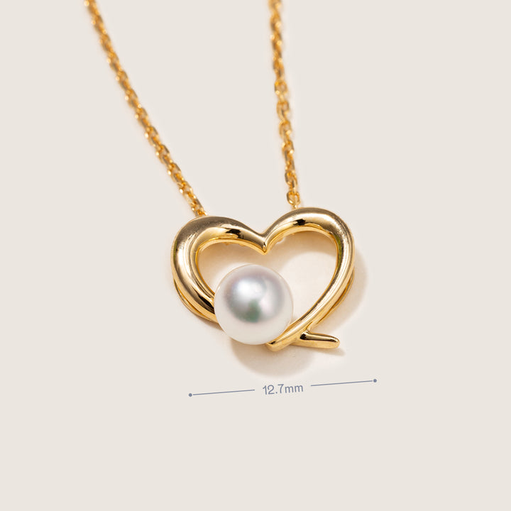 Freshwater Pearl 9K Gold Heart Romance Pendant Necklace
