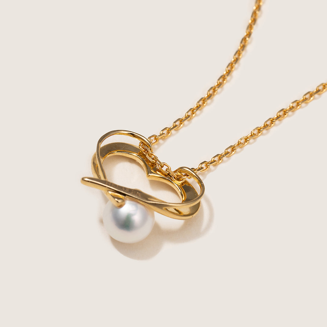 Freshwater Pearl 9K Gold Heart Romance Pendant Necklace