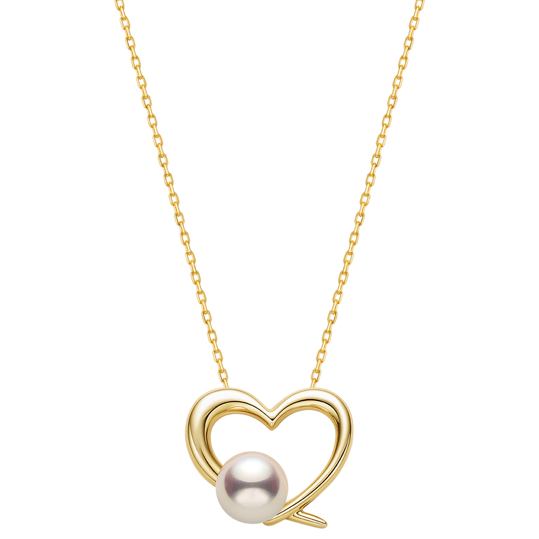 Freshwater Pearl 9K Gold Heart Romance Pendant Necklace