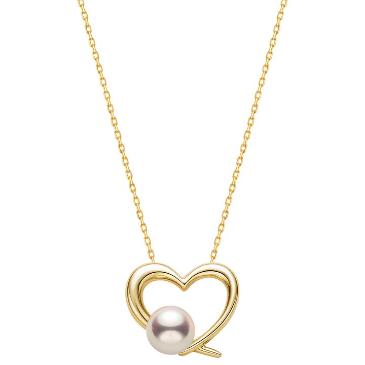 Freshwater Pearl 9K Gold Heart Romance Pendant Necklace