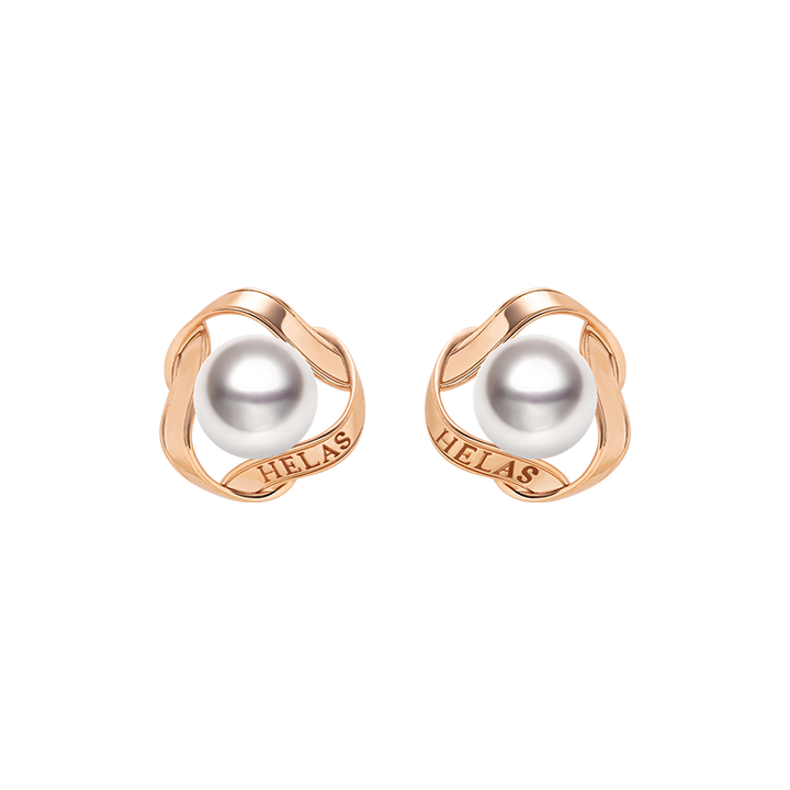 Akoya Pearl 18k Gold Camellia Design Earrings