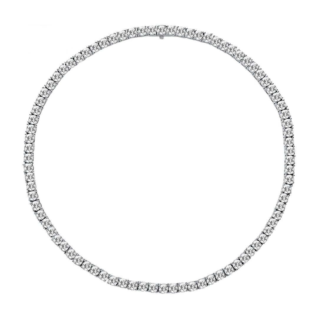 925 Sterling Silver Lab-Grown White Sapphire Tennis Necklace
