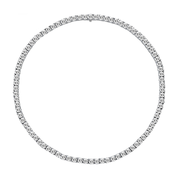 925 Sterling Silver Lab-Grown White Sapphire Tennis Necklace