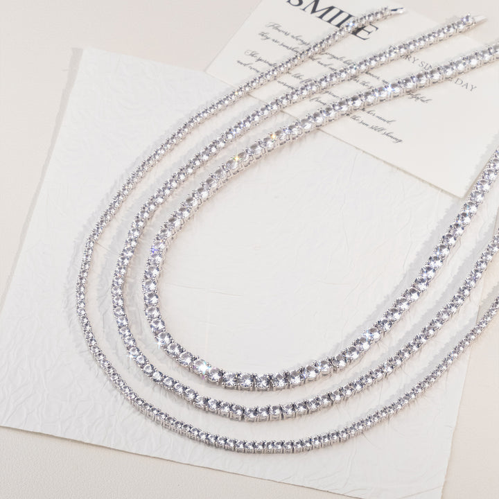 925 Sterling Silver Lab-Grown White Sapphire Tennis Necklace