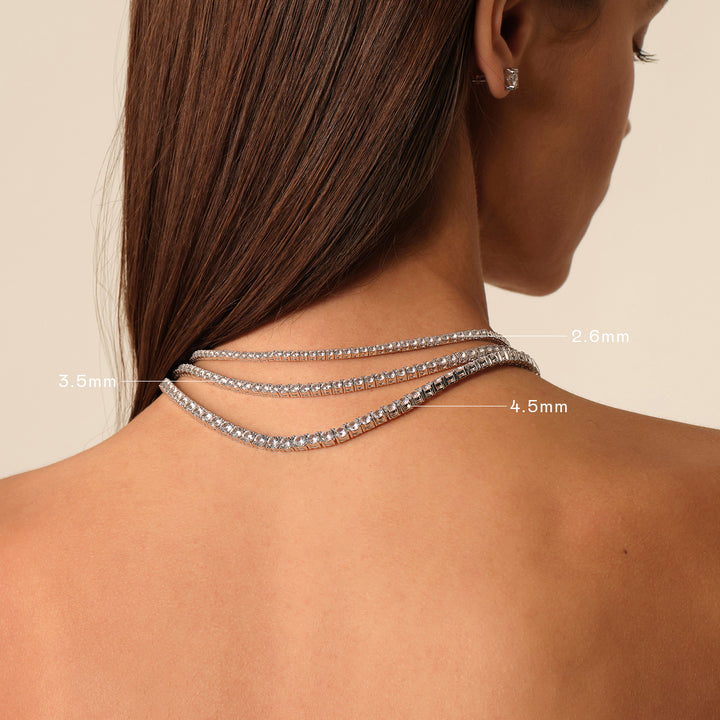 925 Sterling Silver Lab-Grown White Sapphire Tennis Necklace