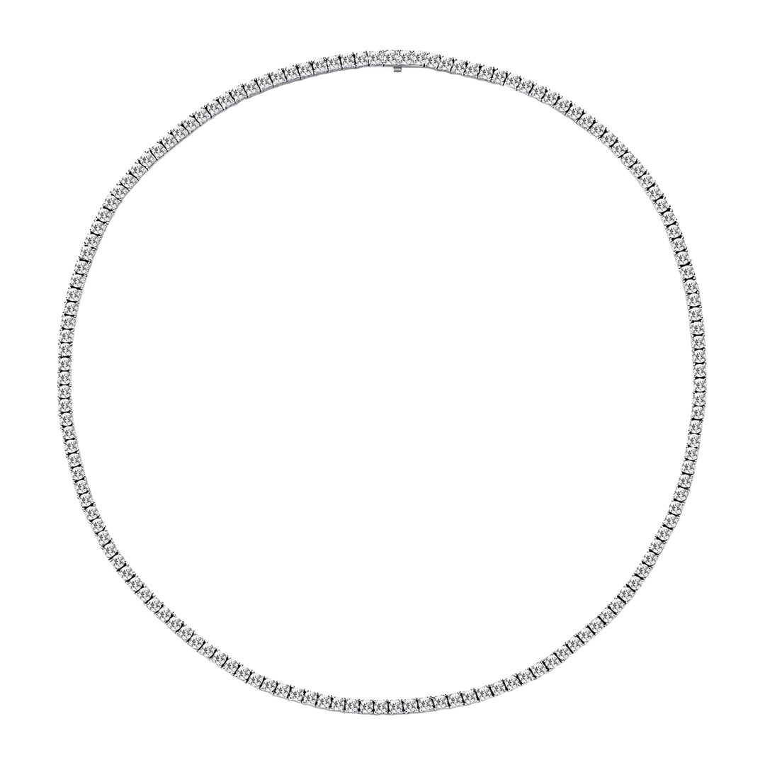 925 Sterling Silver Lab-Grown White Sapphire Tennis Necklace