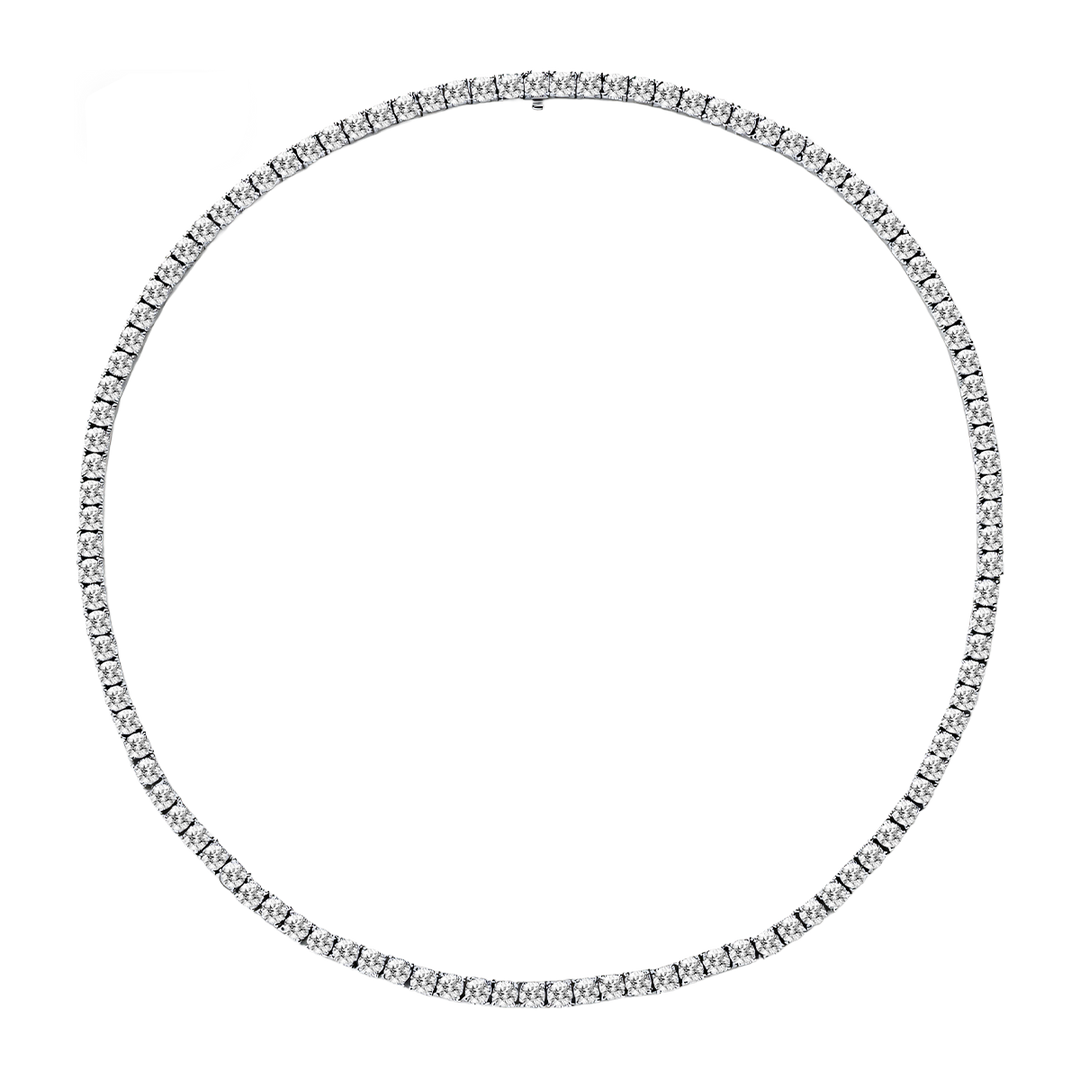 925 Sterling Silver Lab-Grown White Sapphire Tennis Necklace