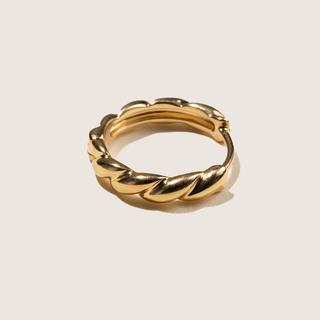 18K Gold Diamond Twist Huggie Hoop Earrings - HELAS Jewelry