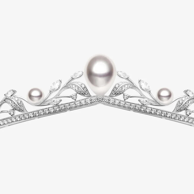 LOVE GROWS COLLECTION Rare Akoya and White South Sea Pearl 18K White Gold Diamond Crown LOVE GROWS COLLECTION Rare Akoya and White South Sea Pearl 18K White Gold Diamond Crown LOVE GROWS COLLECTION