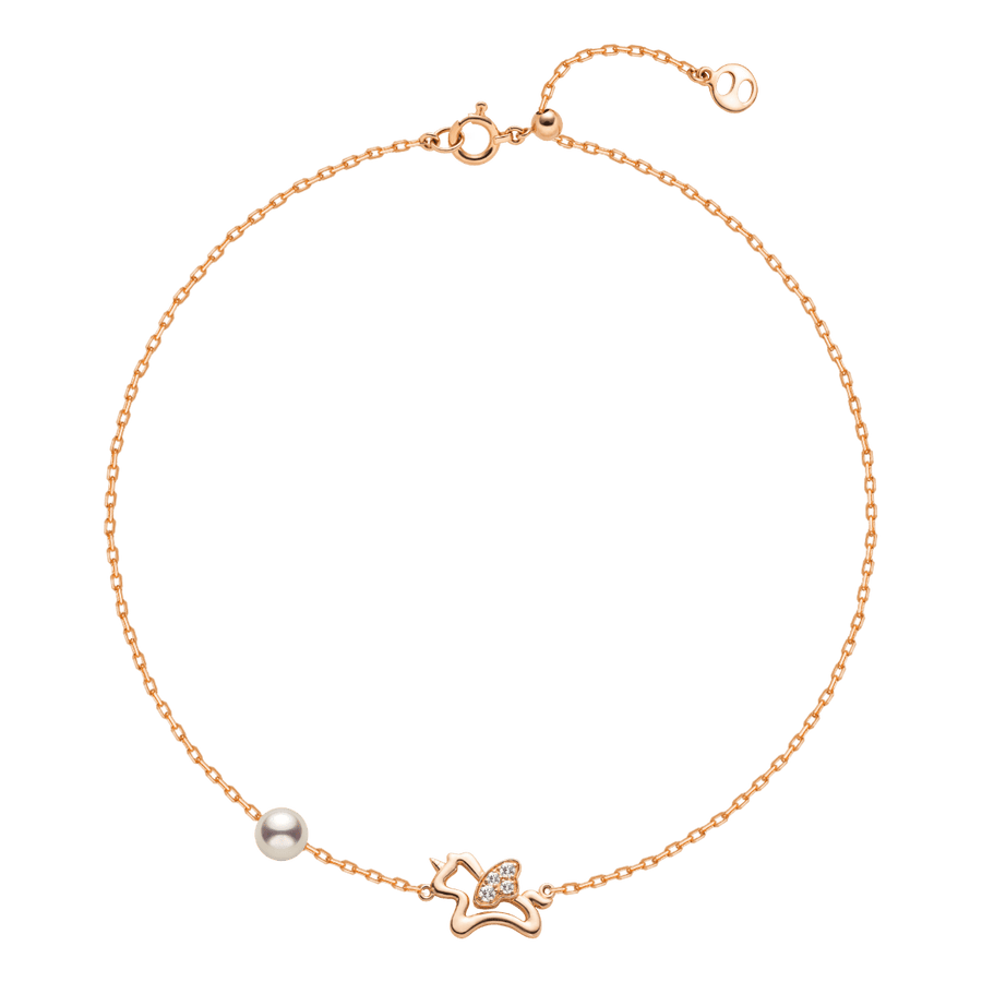 Freshwater Pearl 9K Rose Gold Lab - Grown Diamonds Lucky Flying Horse Bracelet - HELAS Jewelry