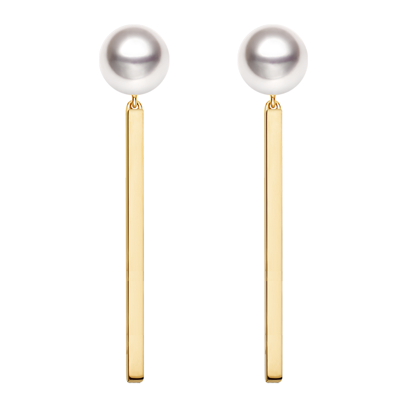 Akoya saltwater pearl 18K gold tassel earrings from Melody Collection, featuring elegant pearl and gold tassel design.