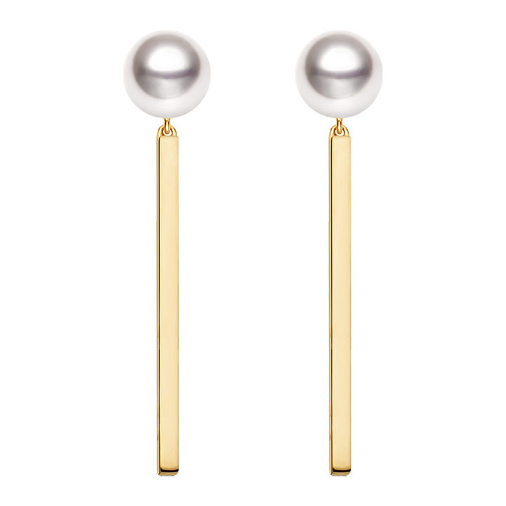 Akoya saltwater pearl 18K gold tassel earrings from Melody Collection, featuring elegant pearl and gold tassel design.