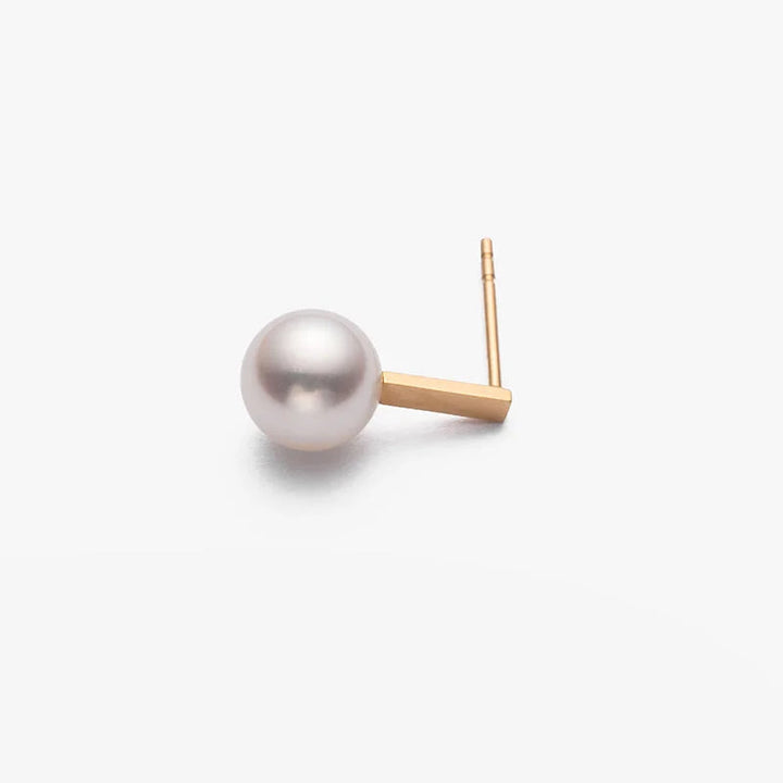 Akoya Saltwater Pearl Earrings 18K Yellow Gold Pearl Earrings - HELAS Jewelry