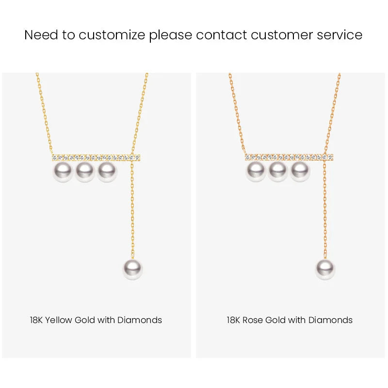 MELODY COLLECTION Akoya Saltwater Pearl 18K Yellow Gold Balance Beam Necklace - HELAS Jewelry