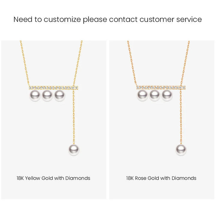 MELODY COLLECTION Akoya Saltwater Pearl 18K Yellow Gold Balance Beam Necklace - HELAS Jewelry