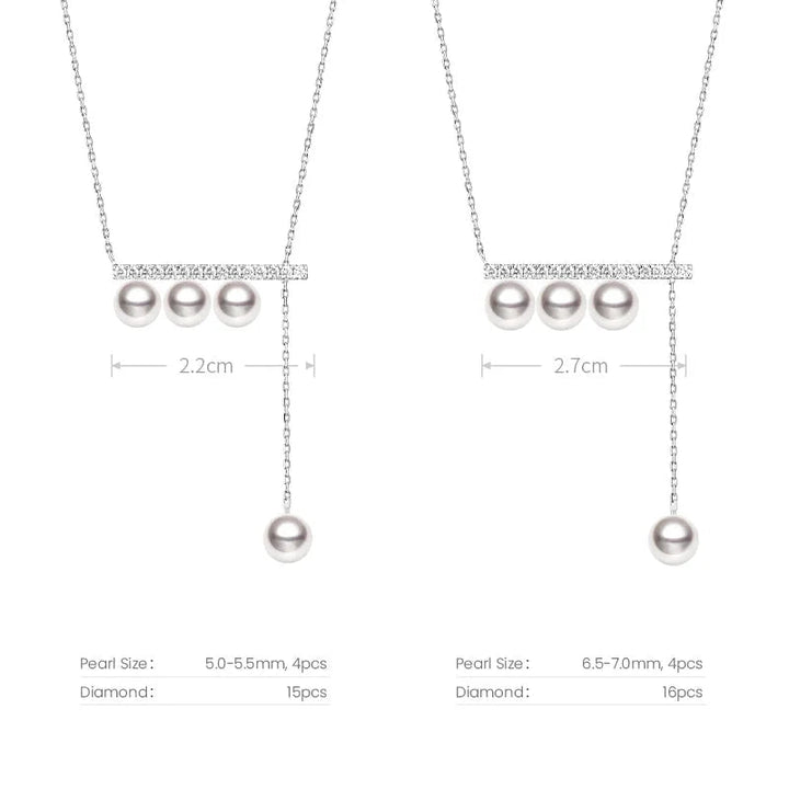 MELODY COLLECTION Akoya Saltwater Pearl 18K White Gold Balance Beam Diamond Necklace MELODY COLLECTION Akoya Saltwater Pearl 18K White Gold Balance Beam Diamond Necklace MELODY COLLECTION