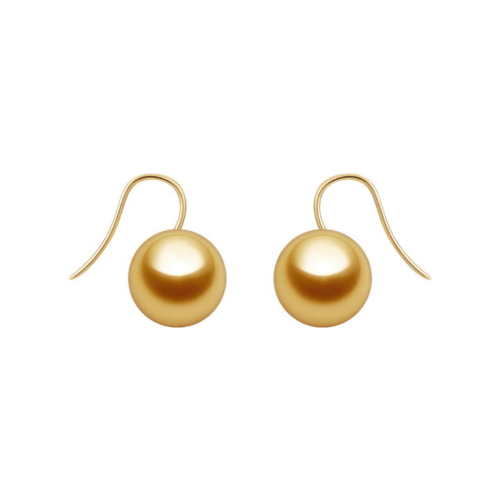 South Sea Golden Pearl 18K Gold Classic Design Hook Earrings - HELAS Jewelry