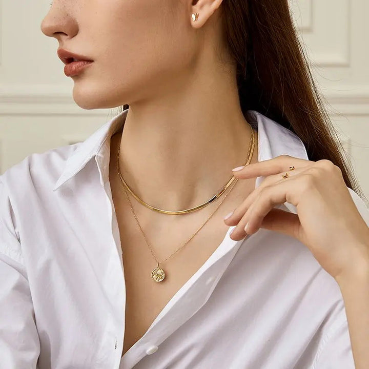 18K Gold Butterfly Coin Diamonds Necklace - HELAS Jewelry