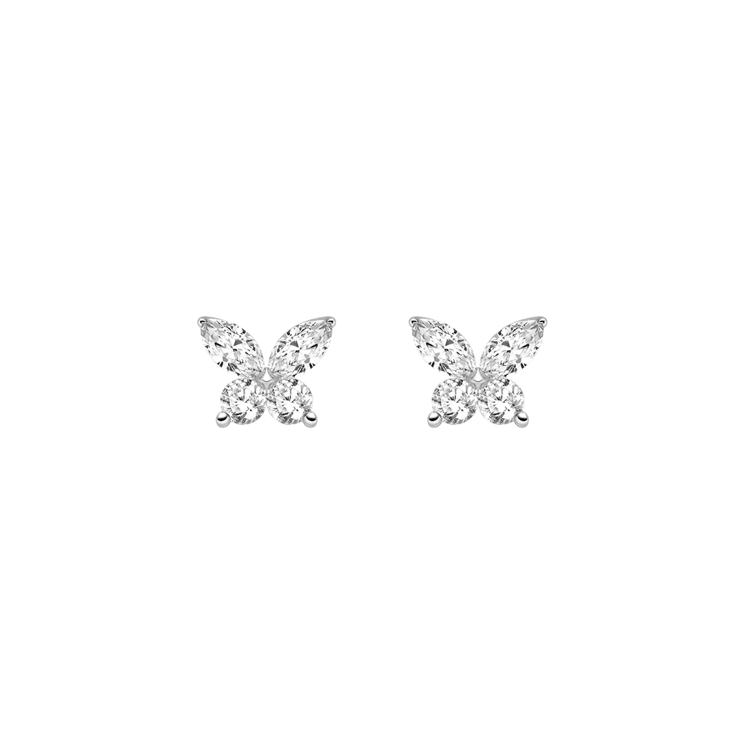 18K Gold Diamond Butterfly Circle Modular Stud Earrings - HELAS Jewelry
