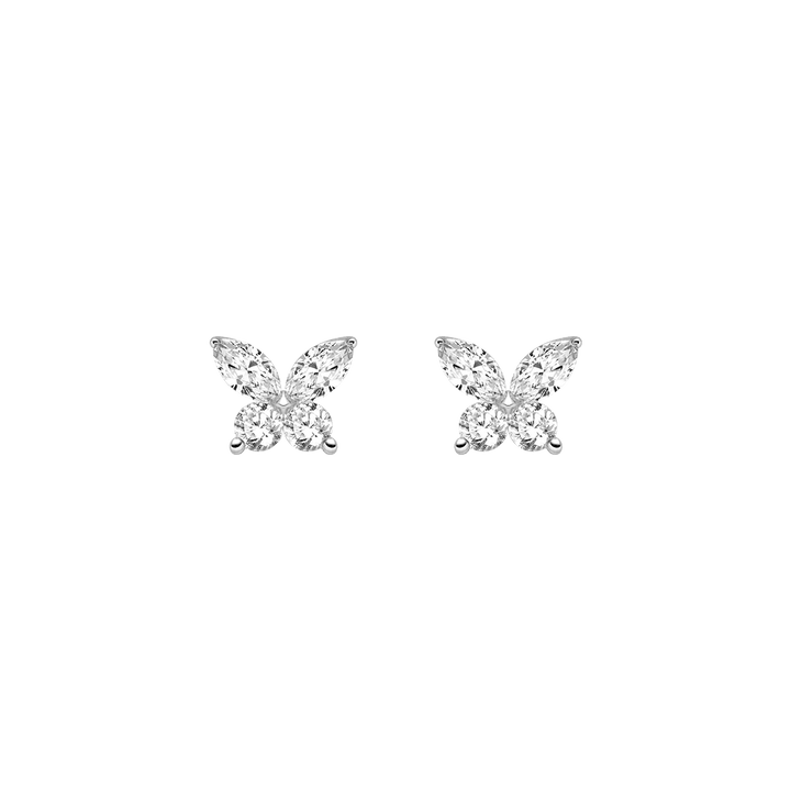 18K Gold Diamond Butterfly Circle Modular Stud Earrings - HELAS Jewelry