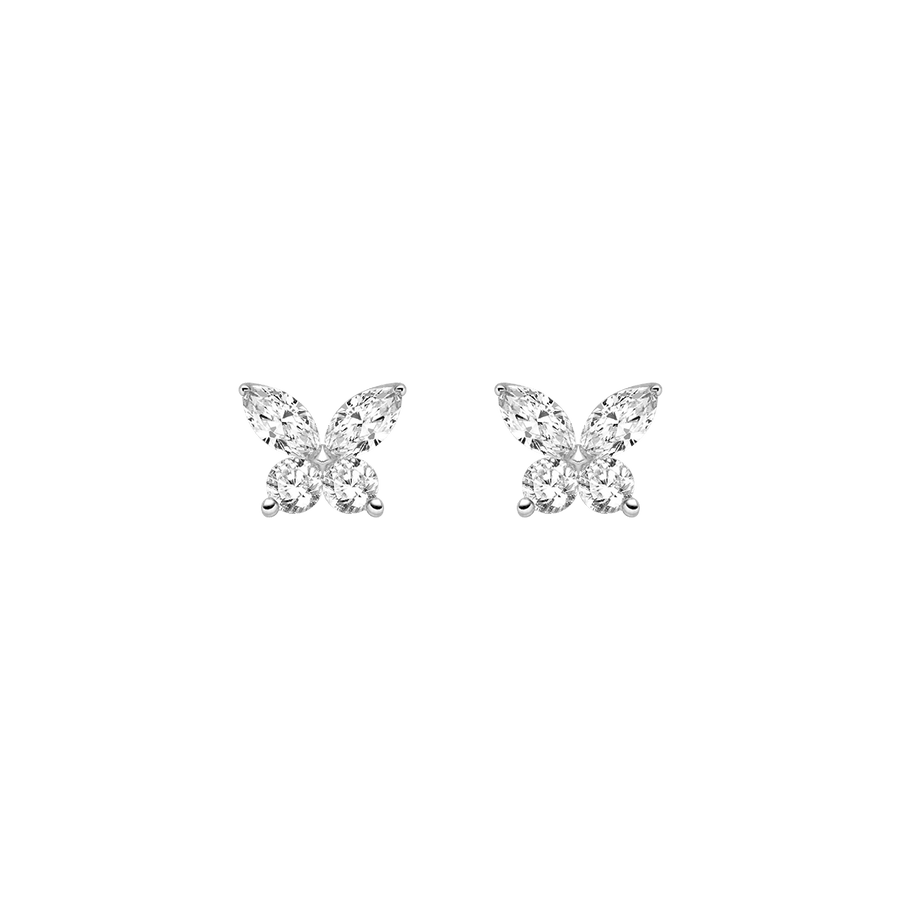 18K Gold Diamond Butterfly Circle Modular Stud Earrings - HELAS Jewelry