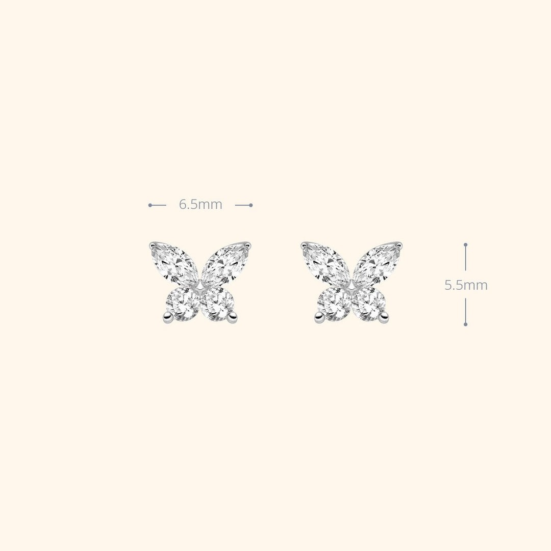 18K Gold Diamond Butterfly Circle Modular Stud Earrings - HELAS Jewelry