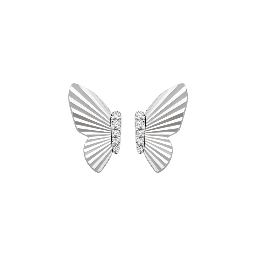 18K Gold Diamond Radiant Cut Design Butterfly Stud Earrings - HELAS Jewelry