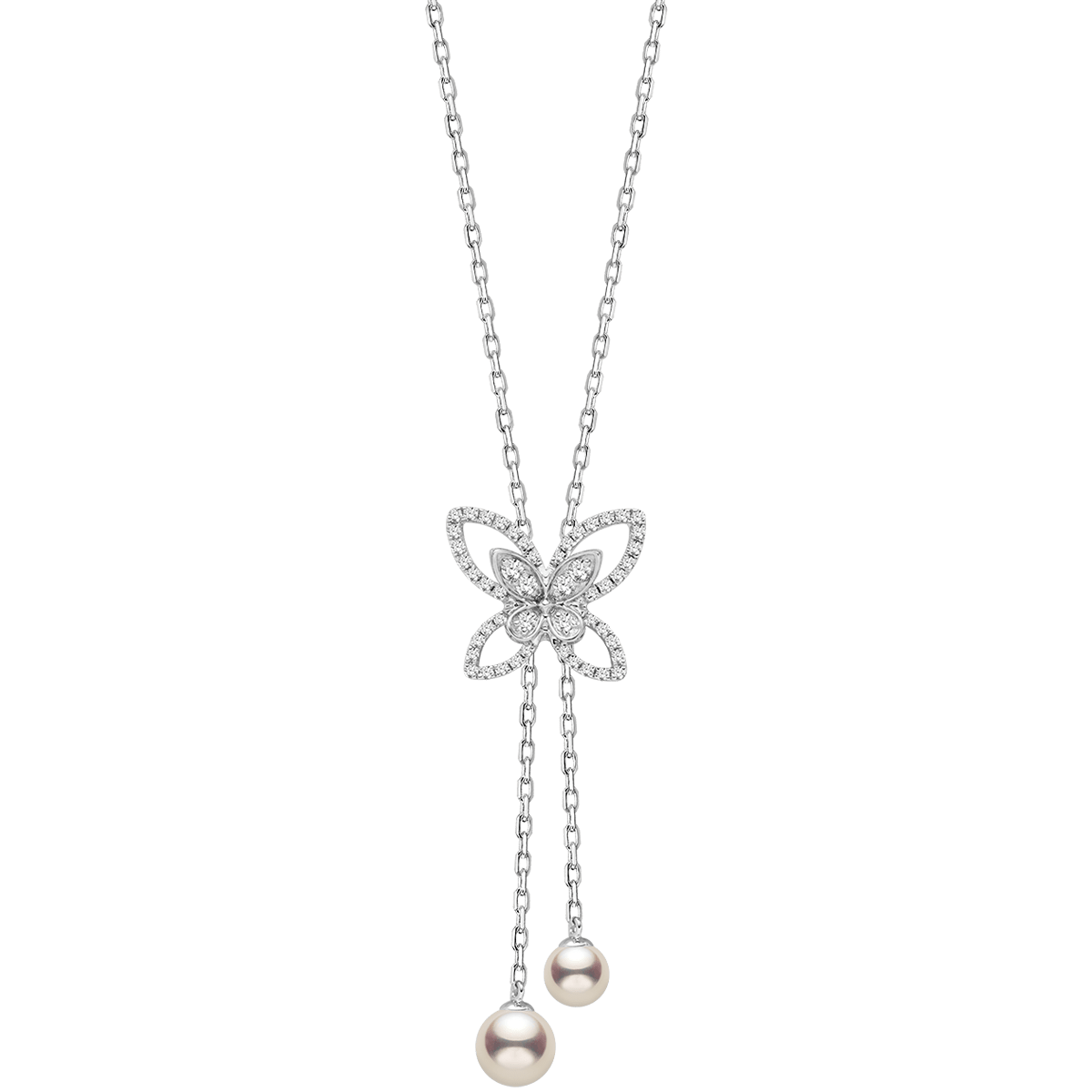 18K Gold Diamond Layer Butterfly Double Sliding Necklace - HELAS Jewelry