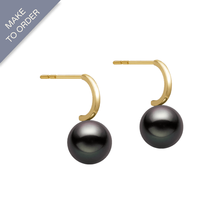 Tahitian Pearl Earrings 18K Gold Leverback Earrings - HELAS Jewelry