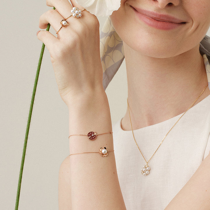 Freshwater Pearl 10K 14K Rose Gold Bloom Dew Bracelet