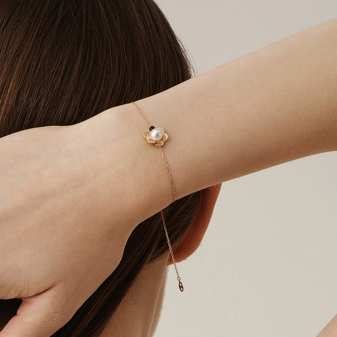 Freshwater Pearl 10K 14K Rose Gold Bloom Dew Bracelet