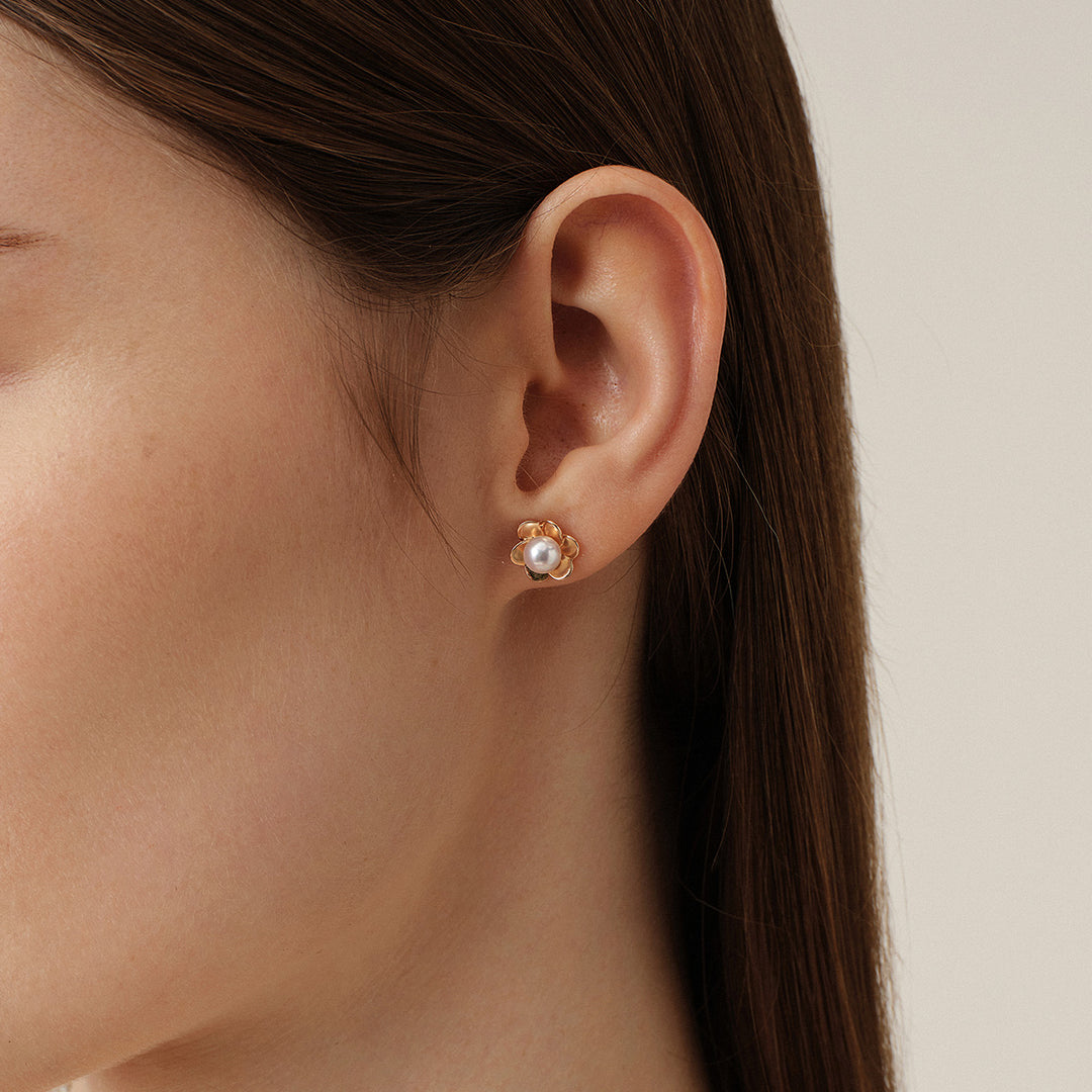 Freshwater Pearl 10K 14K Rose Gold Bloom Dew Earrings