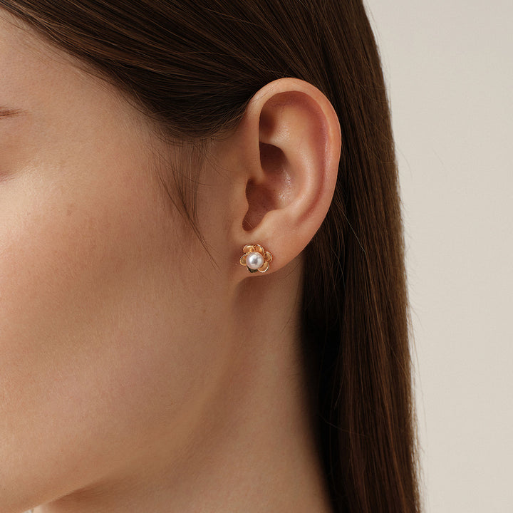 Freshwater Pearl 10K 14K Rose Gold Bloom Dew Earrings