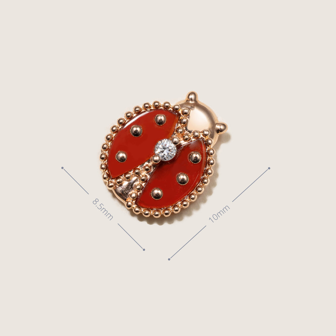Red Agate 10K 14K Rose Gold Lab-Grown Diamond Insect Stud Earrings