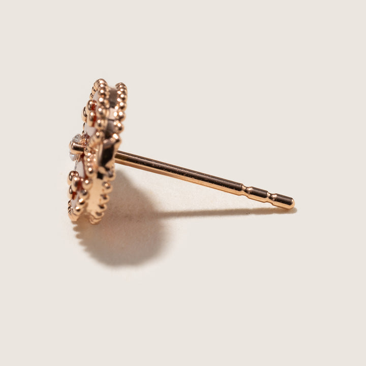 Red Agate 10K 14K Rose Gold Lab-Grown Diamond Insect Stud Earrings