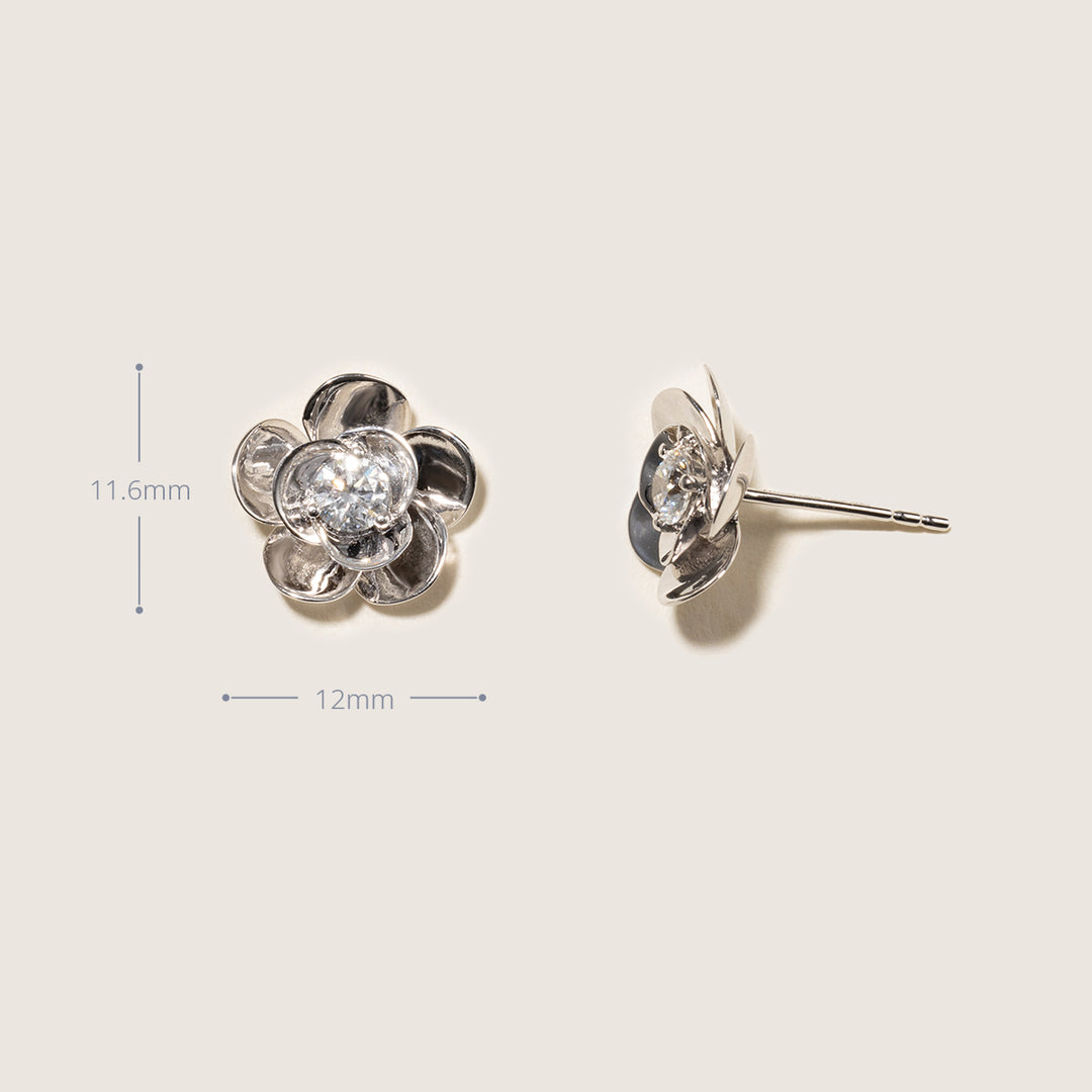 10K White Gold Lab-Grown Diamond Jasmine Stud Earrings