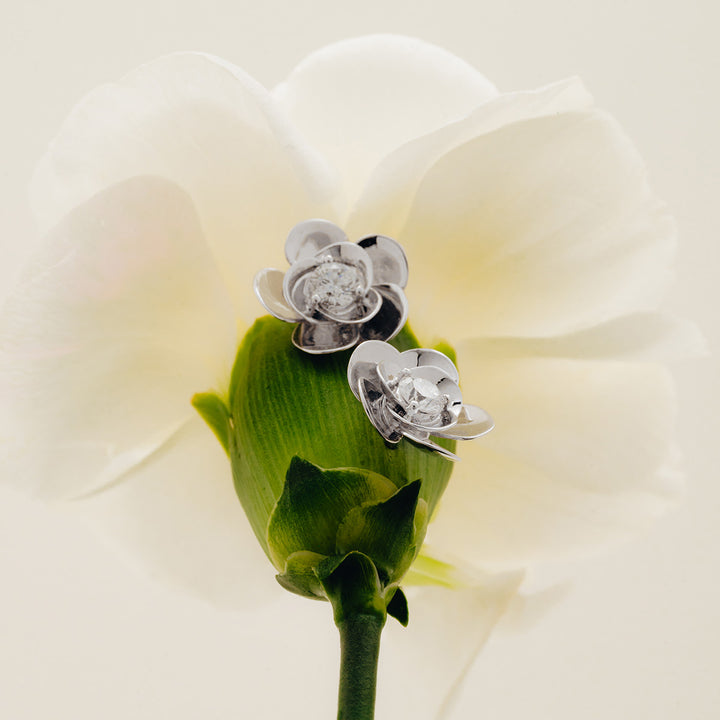 10K White Gold Lab-Grown Diamond Jasmine Stud Earrings