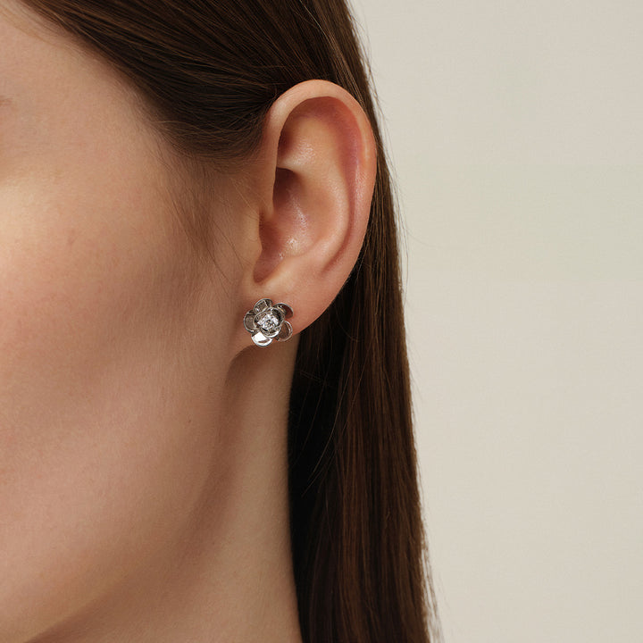10K White Gold Lab-Grown Diamond Jasmine Stud Earrings