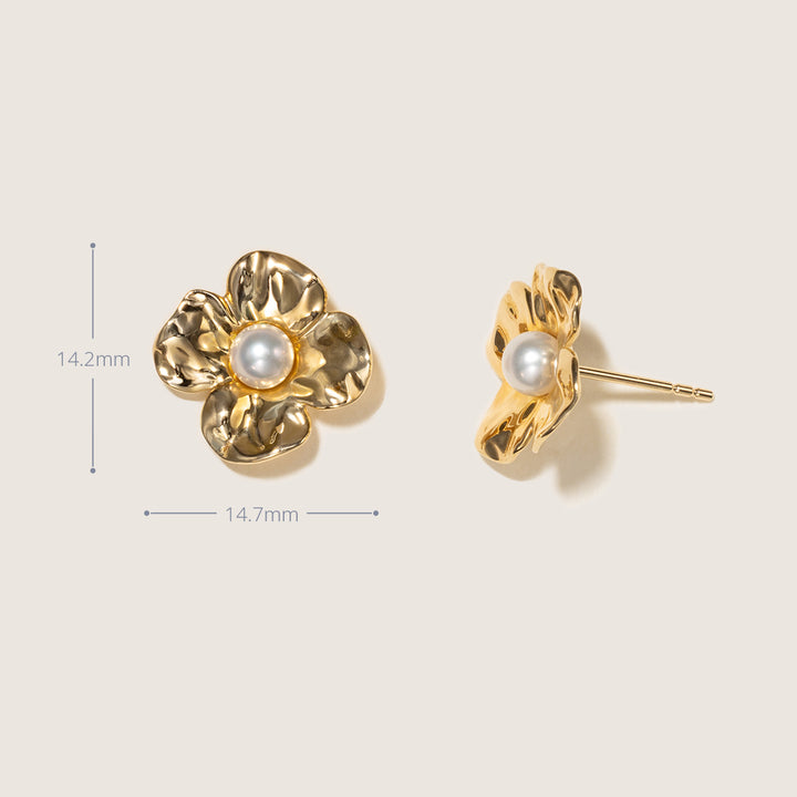 Freshwater Pearl 10K Gold Wild Bloom Stud Earrings