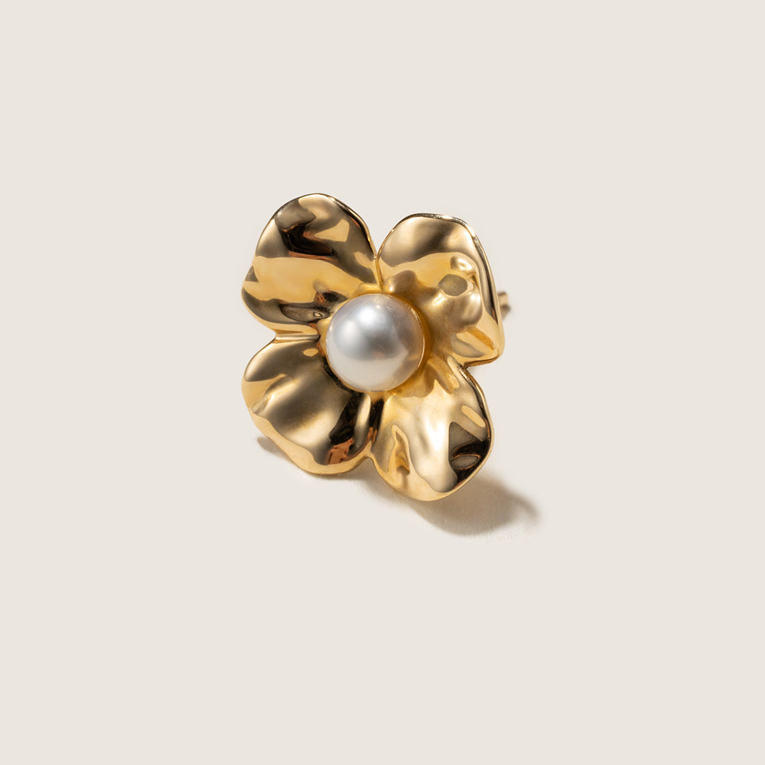 Freshwater Pearl 10K Gold Wild Bloom Stud Earrings