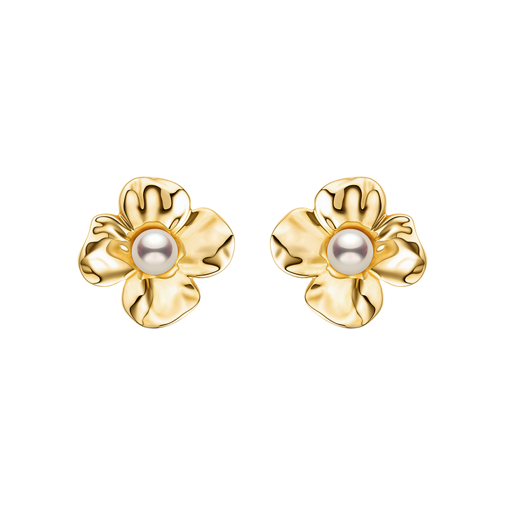 Freshwater Pearl 10K Gold Wild Bloom Stud Earrings