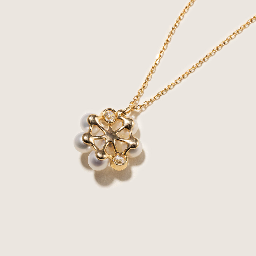 Freshwater Pearl 10K Gold Lab-Grown Diamond Dandelion Pendant Necklace