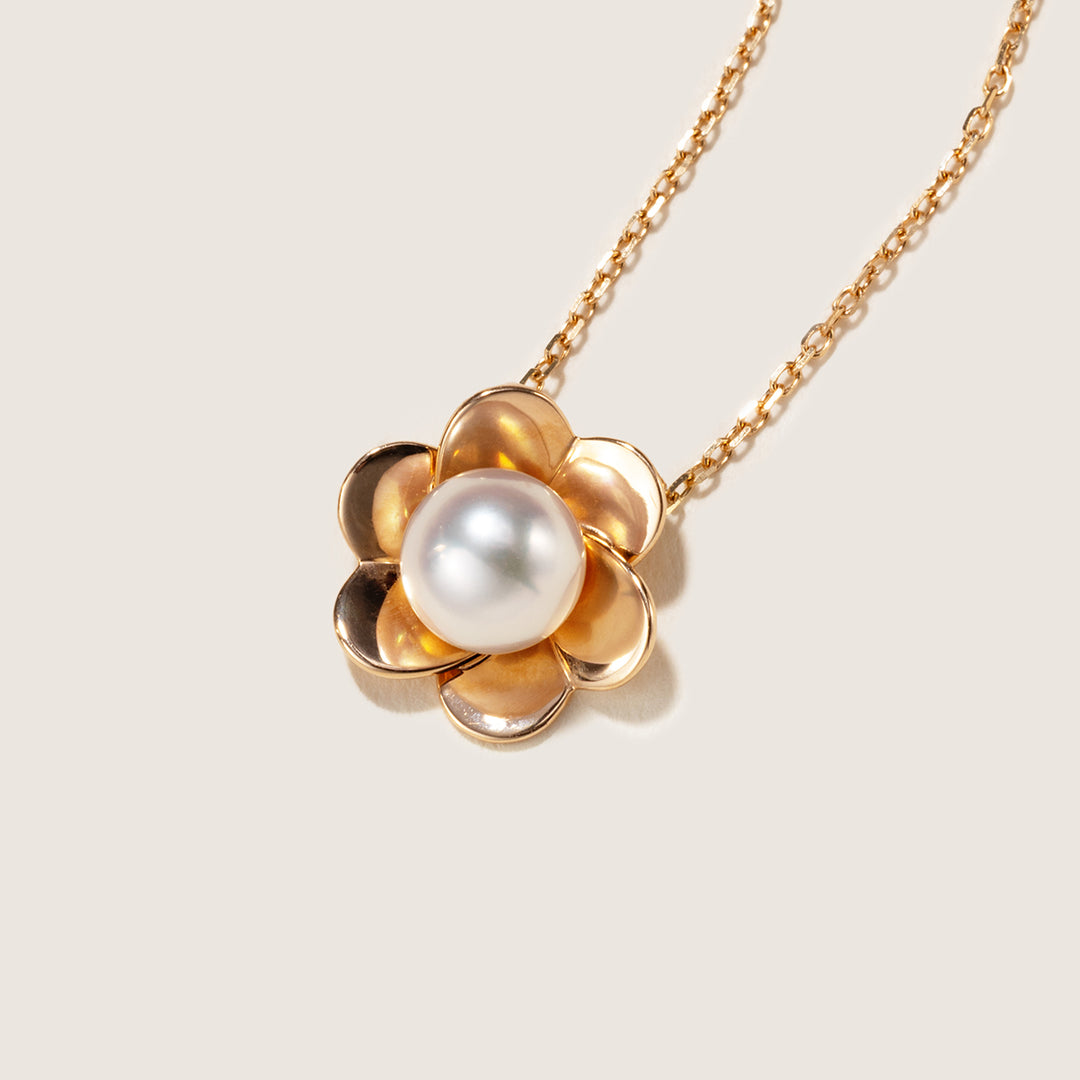 Freshwater Pearl 10K 14K Rose Gold Bloom Dew Necklace