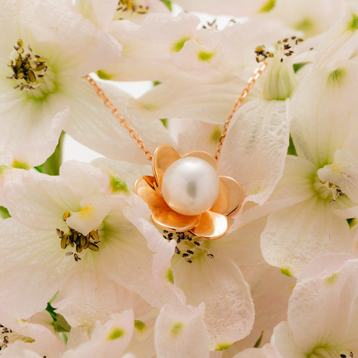 Freshwater Pearl 10K 14K Rose Gold Bloom Dew Necklace