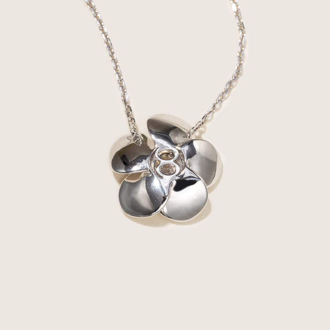 10K White Gold Lab-Grown Diamond Jasmine Pendant Necklace