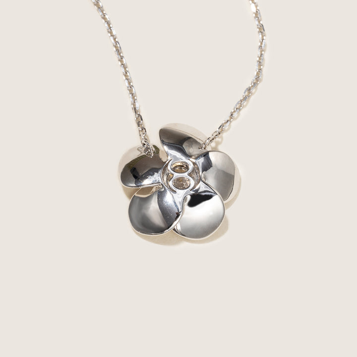 10K White Gold Lab-Grown Diamond Jasmine Pendant Necklace