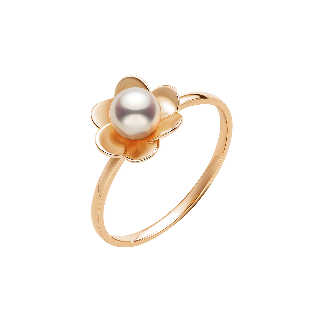 Freshwater Pearl 10K Rose Gold Bloom Dew Ring