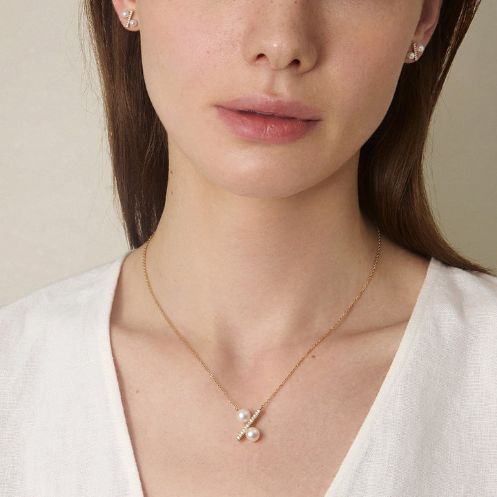 Freshwater Pearl 10K Yellow Gold Diamond Percentage Necklace